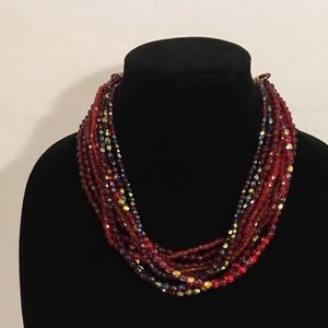 Red & Purple Beaded Torsade Neck